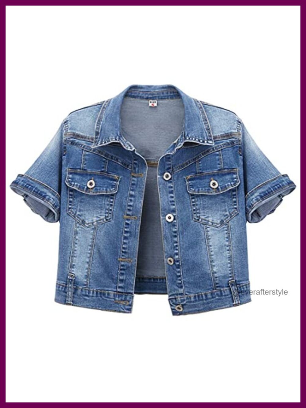 Women's Short Sleeve Crop Denim Jacket Lightweight Stretch Summer Jean Coat